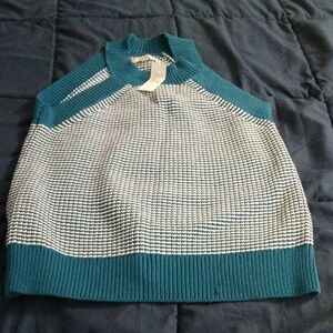 Teal and White Women's Sweater